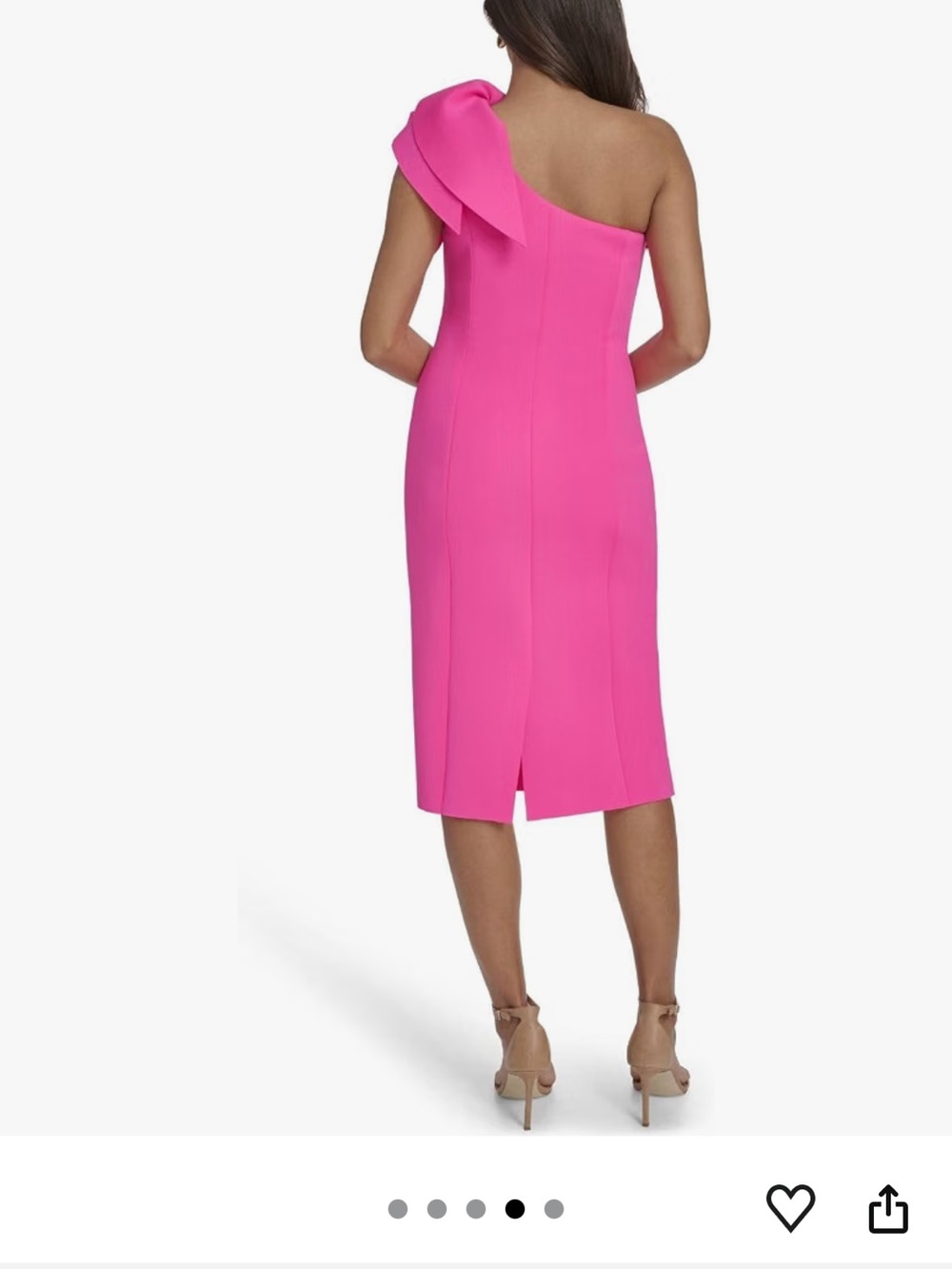 Eliza J One-Shoulder Bow-Detail Midi Dress in Hot Pink
